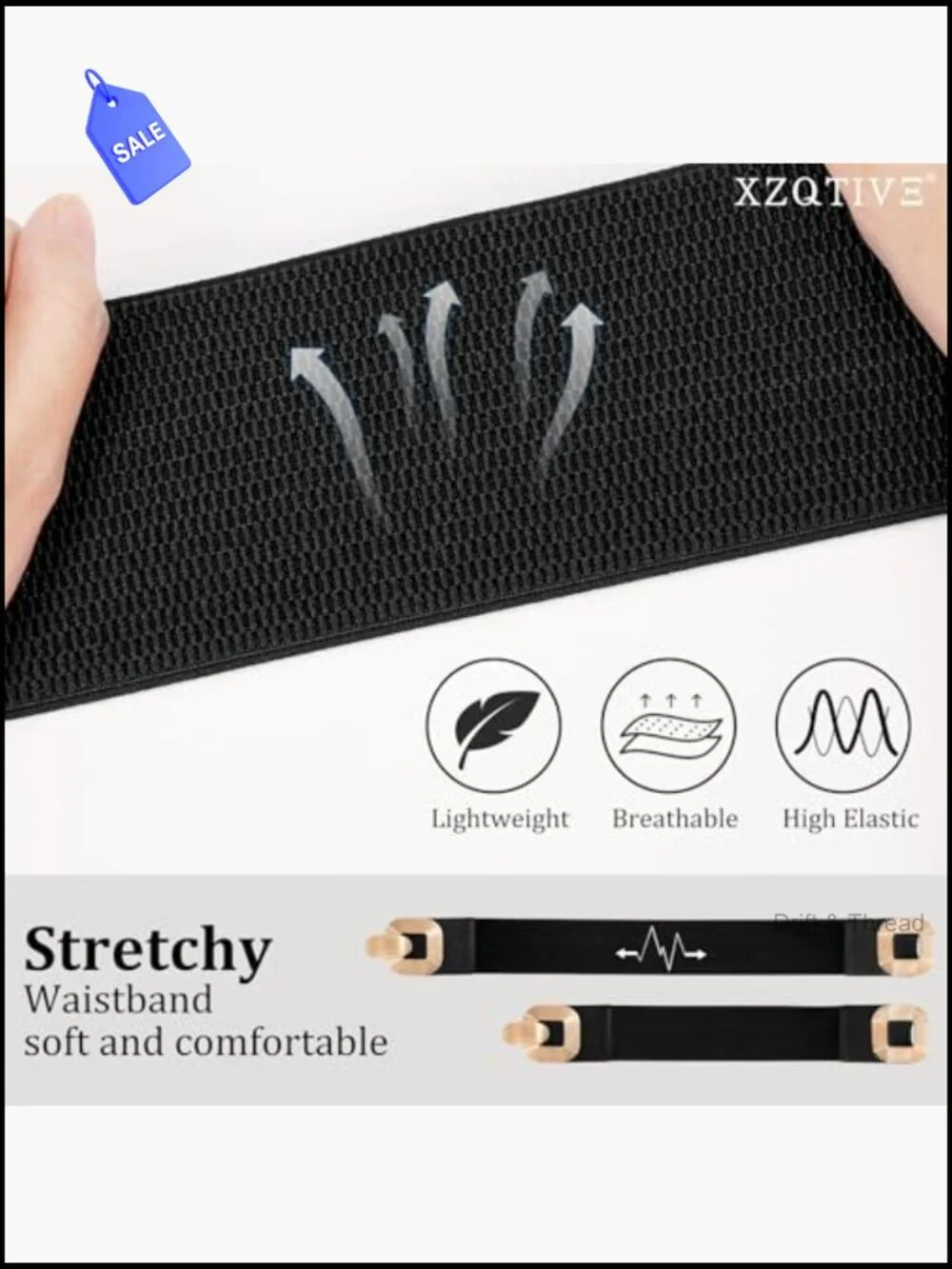 Wide Elastic Stretchy Belt with Gold Buckle for Dresses 3 inch